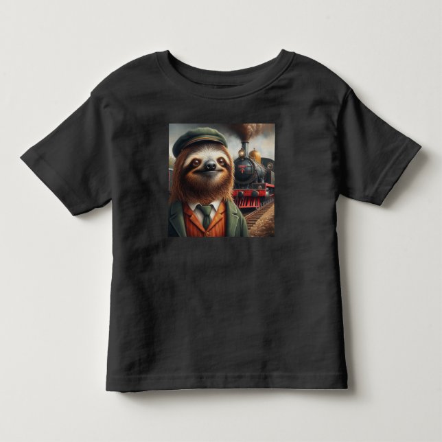 Sloth Train Engineer Toddler T-Shirt (Front)