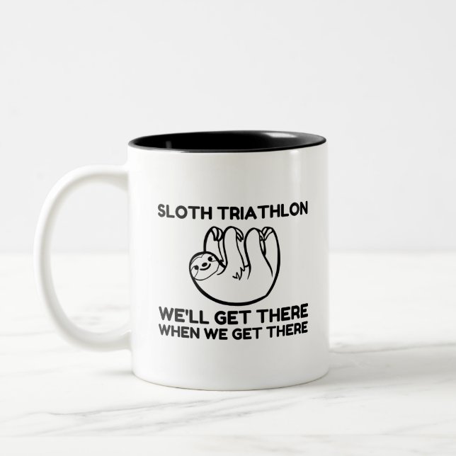 SLOTH TRIATHLON Two-Tone COFFEE MUG (Left)