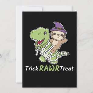 Sloth Trick Rawr Treat T-rex Mummy Costume Holiday Card