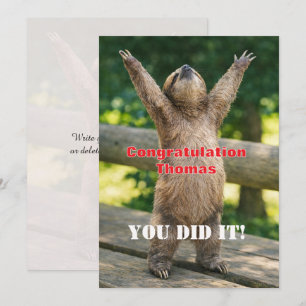 🎓Sloth Triumph Card – Custom Congrats Edition