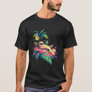 Sloth Tropical Beach Sea Summer Vacation Lazy Slot T-Shirt