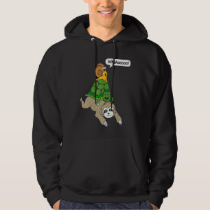 Sloth Turtle and Snail Piggyback Race Funny Animal Hoodie