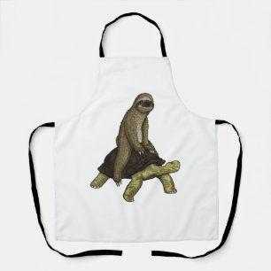 Sloth Turtle Shirt Sloth Riding Tortoise Speed is Apron
