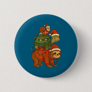 Sloth Turtle Snail Christmas Xmas  6 Cm Round Badge