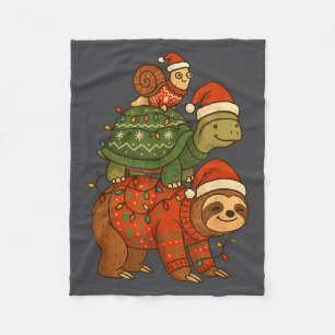 Sloth Turtle Snail Christmas Xmas Fleece Blanket