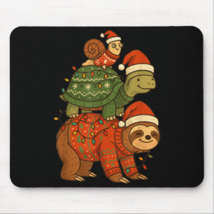 Sloth Turtle Snail Christmas Xmas Mouse Pad