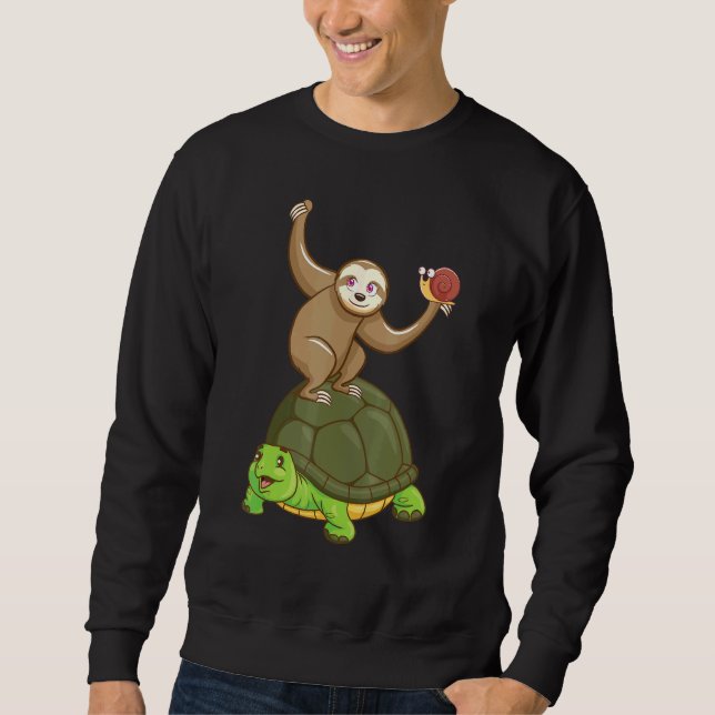 Sloth Turtle Snail   Lazy Sloths Animal   Graphic Sweatshirt (Front)