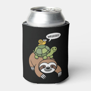 Sloth Turtle Snail Piggyback Animal Running Wild  Can Cooler