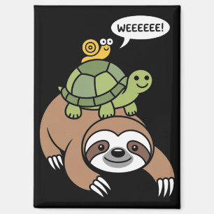 Sloth Turtle Snail Piggyback Animal Running Wild Magnet