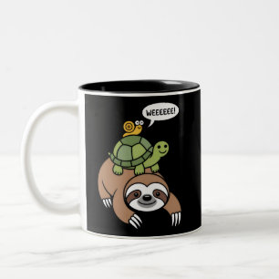 Sloth Turtle Snail Piggyback Animal Running Wild Two-Tone Coffee Mug