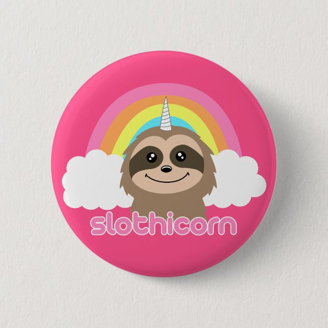 Sloth Unicorn Slothicorn Badge Button Pin (Front)