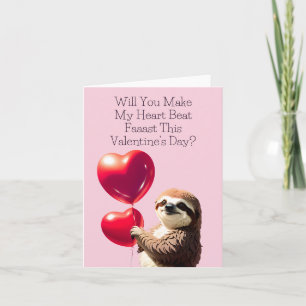 Sloth Valentine's Day Card - Funny and Cute