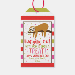 Sloth Valentine's Day Treat Favour Gift Tag