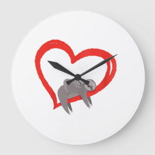 Sloth Valentine's Day, Women's Sloths Valentine's  Large Clock