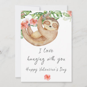 Sloth Valentin's Day Greeting Card