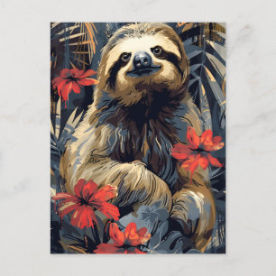 Sloth vintage postcard