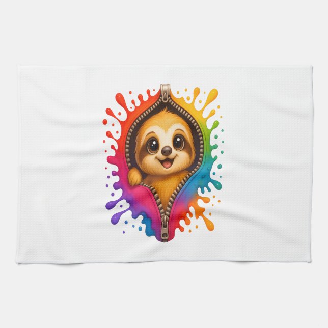 Sloth Watercolor Tea Towel (Horizontal)