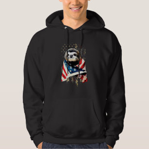 Sloth Wear American Flag Lazy Cool Animal Hoodie