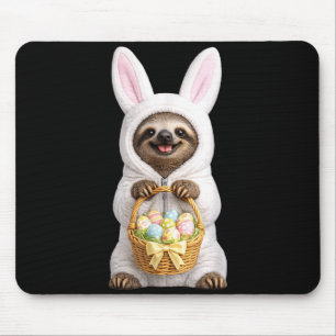 Sloth Wearing Easter Bunny Funny Cute Costume Mouse Pad
