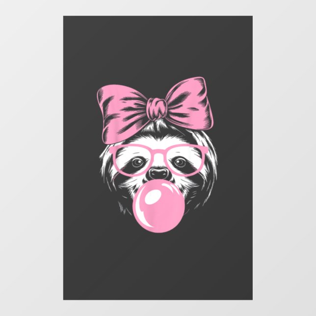 Sloth Wearing Glasses and Blowing Pink Bubble Gum  (Sheet)