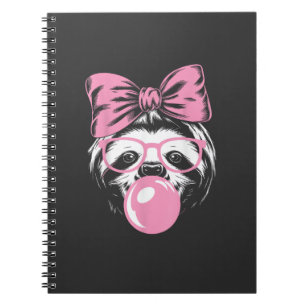 Sloth Wearing Glasses and Blowing Pink Bubble Gum  Notebook