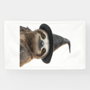 Sloth Wearing Halloween Witch Hat Classic T-Shirt Banner