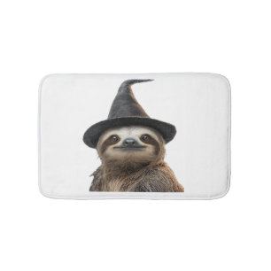 Sloth Wearing Halloween Witch Hat Classic T-Shirt Bath Mat