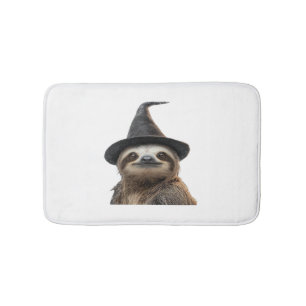 Sloth Wearing Halloween Witch Hat Classic T-Shirt Bath Mat