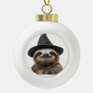 Sloth Wearing Halloween Witch Hat Classic T-Shirt Ceramic Ball Christmas Ornament