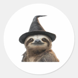 Sloth Wearing Halloween Witch Hat Classic T-Shirt Classic Round Sticker