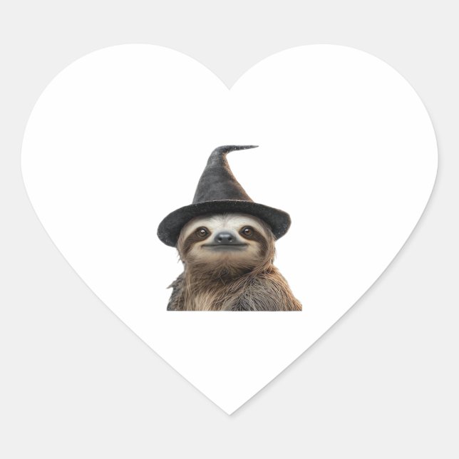 Sloth Wearing Halloween Witch Hat Classic T-Shirt Heart Sticker (Front)