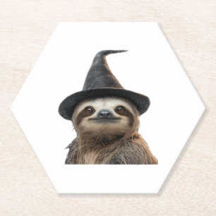 Sloth Wearing Halloween Witch Hat Classic T-Shirt Paper Coaster