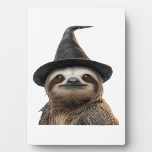 Sloth Wearing Halloween Witch Hat Classic T-Shirt Plaque