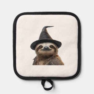 Sloth Wearing Halloween Witch Hat Classic T-Shirt Pot Holder