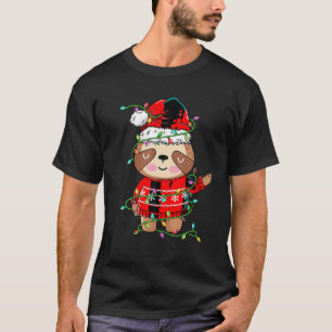 Sloth Wearing Santa Hat Christmas Funny Sloth Love T-Shirt