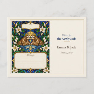 Sloth Wedding Guest Book Wishes Postcard