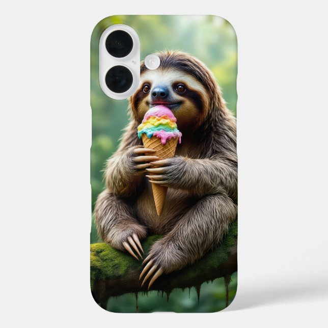 Sloth With a Rainbow Ice Cream Cone Case-Mate iPhone Case (Back)