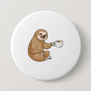 Sloth with Cup of Coffee 7.5 Cm Round Badge