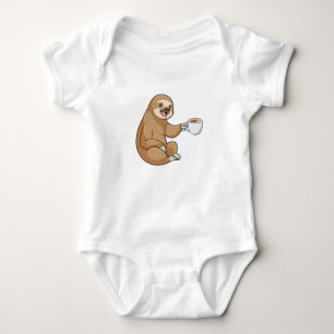 Sloth with Cup of Coffee Baby Bodysuit