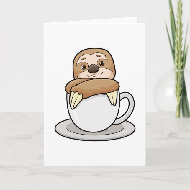 Sloth with Cup of Coffee Card (Front)
