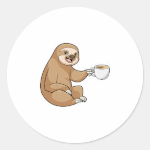 Sloth with Cup of Coffee Classic Round Sticker