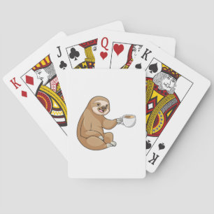 Sloth with Cup of Coffee Playing Cards