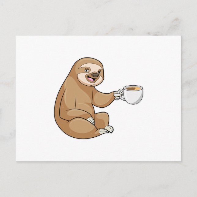 Sloth with Cup of Coffee Postcard (Front)