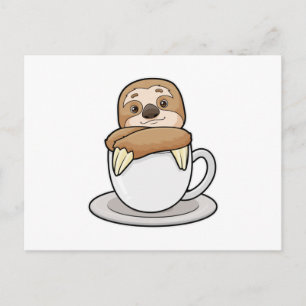 Sloth with Cup of Coffee Postcard