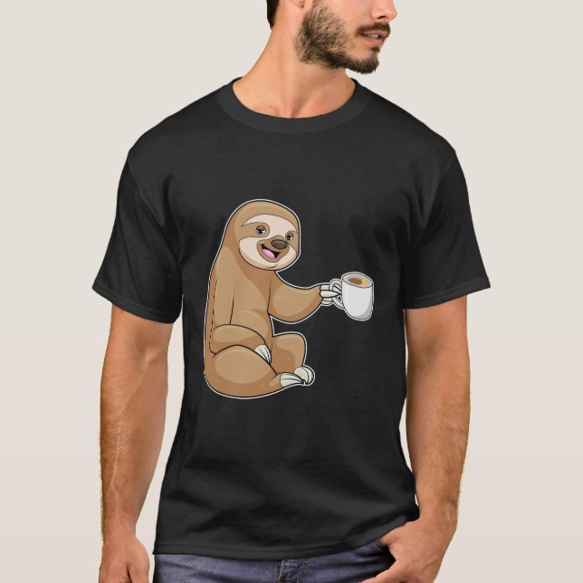 Sloth with Cup of Coffee T-Shirt (Front)