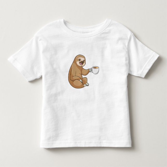 Sloth with Cup of Coffee Toddler T-Shirt (Front)