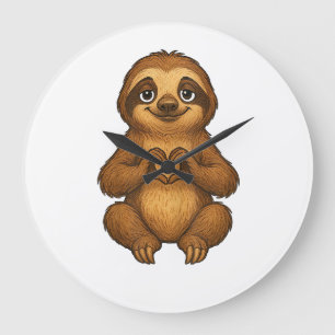 Sloth with Heart _ Sweet Sloth with Heart Symbol T Large Clock