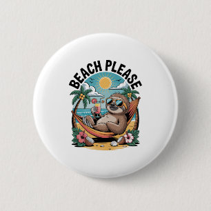 Sloth with Ice Cream Summer Beach Please 6 Cm Round Badge
