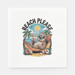 Sloth with Ice Cream Summer Beach Please Napkin