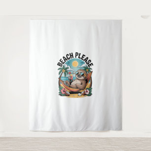 Sloth with Ice Cream Summer Beach Please Tapestry